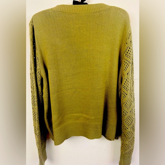 Size XL, army green, V neck with see through detailed arms - $15 - Picture 4 of 4